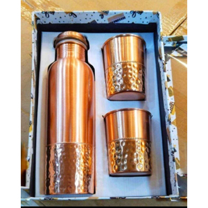 Stylish look Water <b>Bottle</b> with Two Glass Hammered Design For Hydration Yoga & Ayurveda Inspired Drinkware <b>Bottle</b> With Packaging - Product Image 6