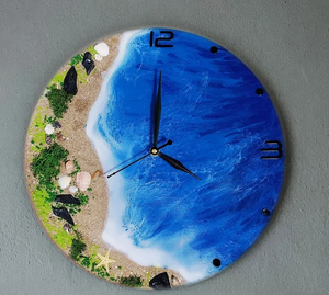 Customized Wholesale Epoxy Resin Cracked Wood Double Face Quartz Needle <b>Wall</b> <b>Clock</b>/Watch Antique Style <b>Modern</b> Design Living Room - Product Image 5