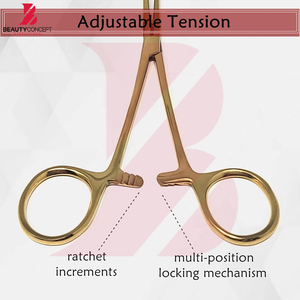 Pinzas Hemostáticas Manuales Kelly de Acero Inoxidable de 5 Pulgadas, Color Dorado, para Uso Hospitalario, Instrumentos Quirúrgicos con Certificación CE - Product Image 6