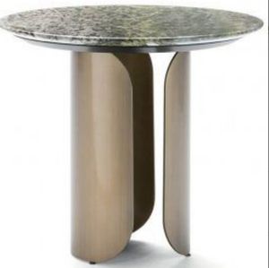 Opera Contemporary Gabriel Luxury <b>Side</b> <b>Table</b> Cylindrical Metal Base <b>Marble</b> <b>Top</b> Antique Gold Finish Living Room Fully Assembled - Product Image 6