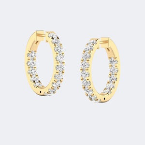 3.65CTW Lab Grown Round Cut 10k Gold Plated Luxury <b>Large</b> <b>Hoop</b> Diamond Earrings - Product Image 1