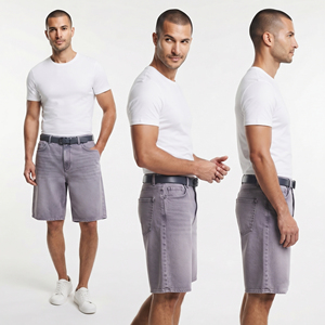 Casual Street Style Vintage Woven Polyester/Cotton High Waist Button Fly Breathable Eco-Friendly <b>Jeans</b> <b>Shorts</b> Distressed <b>Men</b> - Product Image 1