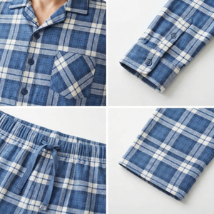 Ensemble de pyjama en flanelle pour homme, chemise à manches longues à carreaux et pantalon de pyjama en flanelle, tenue décontractée pour la maison et la nuit - Product Image 6