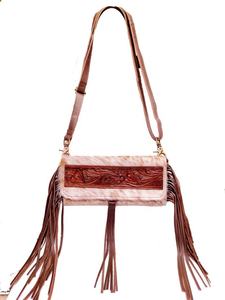 Genuine Leather Zipper Clutch Fur Purse Wallet <b>Handbag</b> <b>Organizer</b> for Women Hand Tooling Real Cowhide Clutch - Product Image 5