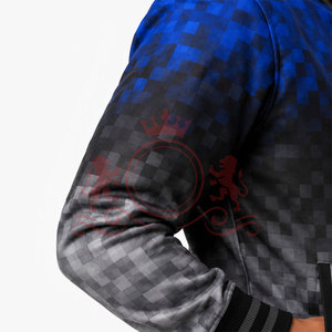 Chaqueta Letterman Moderna Informal en Degradado Azul y Negro, Tejido Ligero, Cuello Acanalado, Cómoda - Product Image 5