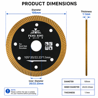 Disque de coupe diamanté à bord nettoyé de 105 mm pour carrelage céramique, marbre et pierre granitique, ultra fin, faible émission de poussière, durable et longue durée de vie