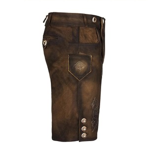 Pantalones Cortos de Cuero de Gamuza Bávara para Hombre, Cintura Alta, Color Sólido, Nuevos y Elegantes, Transpirables, Estilo Oktoberfest Alemán - Product Image 3