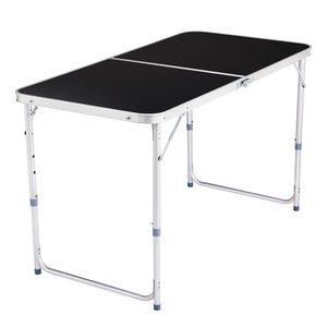 Tavolo Pieghevole Portatile Multiuso da 4 Piedi con Gambe in Alluminio Nero per Arredamento da Cucina Esterna - Product Image 4