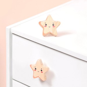 Boutons de meuble en bois de pin faits à la main, forme étoile, modernes, en bois naturel, pour tiroirs, poignées de commodes, poignées de placards, poignées de cuisine - Product Image 5