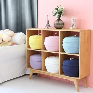 Cesta de almacenamiento tejida de algodón, organizador multiusos para juguetes, calcetines, cosméticos - Product Image 3