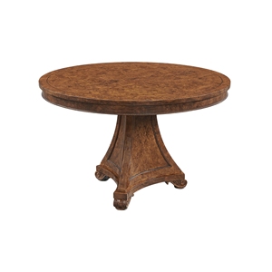 Classic Round Dining <b>Table</b> in Textured <b>Walnut</b> Mahogany Wood - Product Image 1