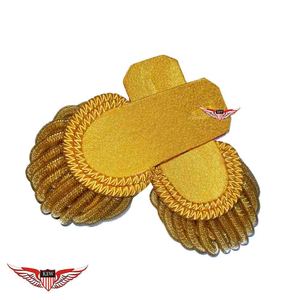 Epaulettes de lujo de la mejor calidad, ceremoniales, hechas a mano, de satén dorado grueso, con flecos de hilo de oro y Mylar personalizados. - Product Image 1