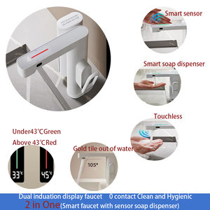 Robinet <span class=keywords><strong>de</strong></span> salle <span class=keywords><strong>de</strong></span> bain intelligent <span class=keywords><strong>sans</strong></span> contact avec affichage numérique LED, distributeur <span class=keywords><strong>de</strong></span> savon liquide, robinet mitigeur à capteur infrarouge automatique pour lavabo - Product Image 5