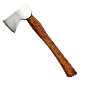 Hacha artesanal forjada de acero J2 de grado industrial con mango de madera y cuero, para supervivencia. - Product Image 1