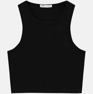 Camiseta sin mangas para mujer con diseño gráfico de logotipo personalizado, top corto de tela tejida para gimnasio - Product Image 4