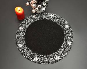 Set de table en tissu noir avec bordure perlée blanche, motif papillon, 300 mm, antidérapant, bohème, écologique, moderne, décoratif - Product Image 1