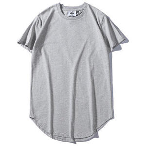 T-shirt d'été ample à ourlet incurvé pour hommes, en coton décontracté à ourlet festonné, vente en gros - Product Image 4