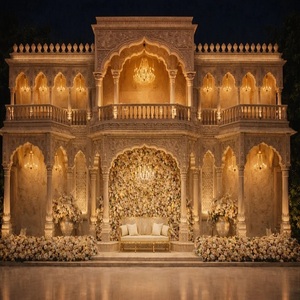 The Grand Sheesh Mahal Style Stage For <b>Wedding</b> traditional stage golden stage outdoor indoor - Product Image 1