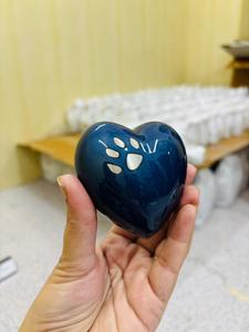 Brass American Style <b>Heart</b> Shape Pet Cremation Urn Silver Color with Paw Print Design Customizable for Pet Ashes Storage - Product Image 4