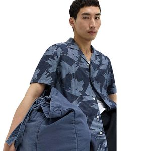 Men’s Vintage Print Short Sleeve Shirt Fashion Button <b>Down</b> Casual Beachwear Shirt - Product Image 4