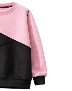 Sweat-shirt pour femme personnalisé par le fabricant, rose et noir, en polaire douce, col rond, décontracté, pull d'hiver, chaud, tendance - Product Image 4