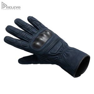 Guantes de Motocicleta Personalizados para Hombre, de Cuero Azul Marino Oscuro, con Protección de Nudillos de Fibra de Carbono, para Conducción y Carreras, OEM - Product Image 3
