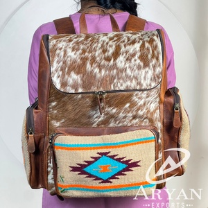 Super vente de septembre, sac à dos en cuir de vache véritable, multi-poches, style couverture de selle, sac à dos de voyage pour ordinateur portable, unisexe - Product Image 1