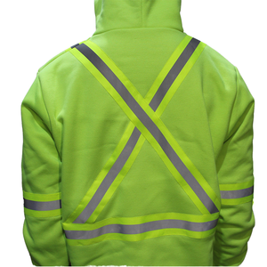 Pull à capuche en coton FR réfléchissant de construction avec sweat à capuche résistant aux flammes à rayures réfléchissantes - Product Image 4