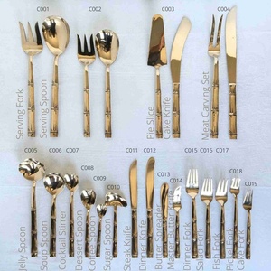 Juego de Cubiertos de Bambú Clásico, Acabado Espejo, Metal Pulido, Apto para Lavavajillas, Vajilla para Bodas - Product Image 3