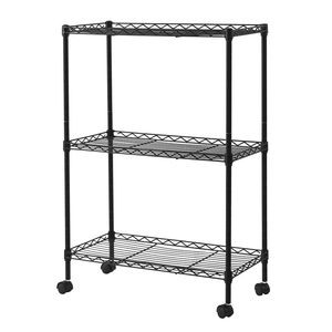 Carrello Multiuso a 3 Ripiani Cromato, Scaffalatura in Metallo e Plastica Pieghevole e Smontabile per Organizzazione di Casa, Cucina e Bagno - Product Image 5