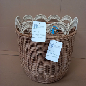 Natural Woven Rattan <b>Basket</b> With Decorative Handles Handmade <b>Storage</b> <b>Basket</b> Sustainable Home Organizer Wholesale Bulk Supplier - Product Image 4