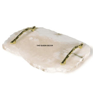 Plateau en bois rustique avec poignée en métal en forme de feuille, design attrayant, idéal pour les centres de table – Meilleure vente - Product Image 4