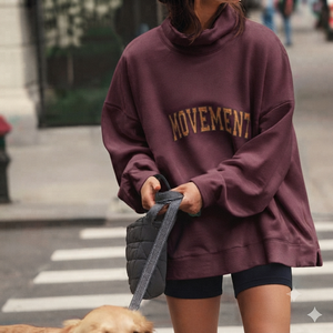 Premium Everyday Women's Mockneck Sweatshirt Oversized Cotton Blend Pullover <b>Long</b> <b>Sleeve</b> Relaxed Fashion Apparel - Product Image 1
