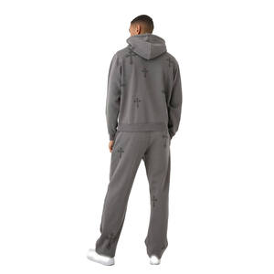 Ensemble survêtement homme noir et blanc avec détails passepoilés, sweat-shirt à quart de zip et pantalon assorti, vente en gros OEM ODM - Product Image 4