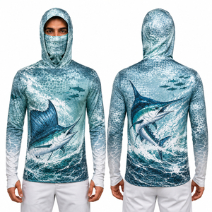 เสื้อฮู้ดตกปลาสำหรับกิจกรรมกลางแจ้ง ป้องกันรังสียูวี เสื้อตกปลาแห้งเร็ว แขนยาว ชุดกีฬาตกปลาแบบสั่งทำ - Product Image 4