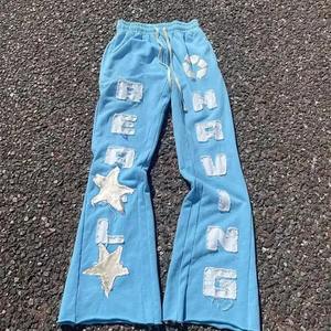 Pantalon cargo en coton éponge pour femmes et hommes, coupe ample, imprimé, style empilé, grandes tailles, vente en gros - Product Image 5