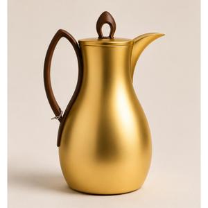 Luxury Gold Stainless Steel Thermal Coffee <b>Pot</b> with Wooden Handle <b>Tea</b> Carafe for Home Hotel and Ramadan Catering In Low Price - Product Image 1