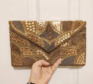 Bolso de Mano Tipo Sobre con Cuentas Tejidas a Mano Estilo Bohemio, para Bodas, Fiestas, Vintage, Premium, de Lujo, para Mujer - Product Image 1