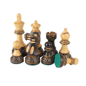 <b>Wooden</b> <b>Chess</b> Set Black Natural Wood Traditional Carved <b>Pieces</b> Decorative Pattern Base Full Size Tournament Handmade Telover - Product Image 4
