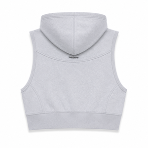 Sweat-shirt à capuche sans manches pour femme, coupe courte, OEM ODM, marque privée, en molleton de coton, streetwear, tissu jersey écologique - Product Image 2