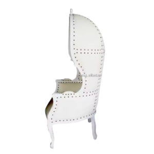 Chaise à baldaquin blanche de style victorien, rembourrée, avec structure en bois massif, mobilier de jardin extérieur, assise confortable - Product Image 2