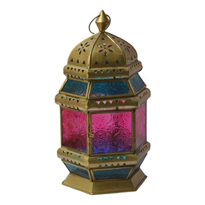 Lanterne suspendue colorée pour décoration de maison, décoration de fête d'anniversaire et de mariage, porte-bougie avec métal en fer - Product Image 1
