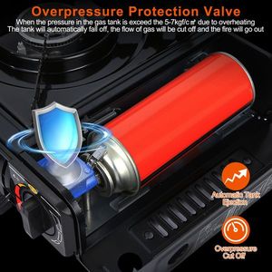 Fornello da Campeggio Portatile a Doppia Alimentazione 3300W con Eiezione Automatica del Serbatoio Singolo, Accensione Piezoelettrica, Compatibile con Bombole di Butano - Product Image 3