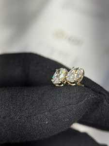 Boucles d'oreilles pour femmes les plus vendues en or 14 carats plaqué rhodium, diamant ovale de 4 carats cultivé en laboratoire, certifié IGI, design brillant, tendance - Product Image 2