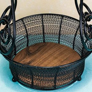 Cesta de almacenamiento metálica de doble nivel con asa, organizador rústico de especias para cocina, para verduras y especias, tipo vertical - Product Image 6