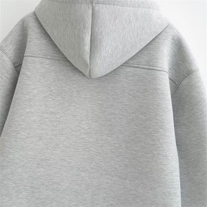 Vintage Pullover 100% Cotton Lightweight Streetwear Oversized Double-ended Zipper <b>Jackets</b> Blank Drop Shoulder Hoodie For Men - Product Image 2