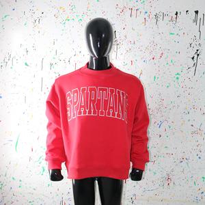 SPARTANS RED <b>Mock</b> <b>Neck</b> Sweatshirt 100% RED Applique Embroidery wide <b>neck</b> Sweatshirt Finer Threads - Product Image 2