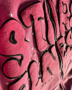 Sudadera con capucha rosa vintage personalizada OEM, con cremallera, estilo oversize, estilo streetwear. - Product Image 6