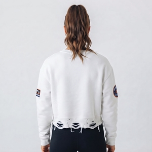 เสื้อสเวตเชิ้ตผู้หญิง ผ้าฝ้ายฟลีซ 100% ทรงโอเวอร์ไซส์ คอกลม พิมพ์ลาย - Product Image 2