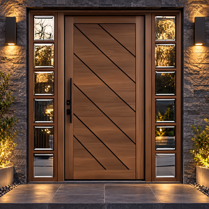 Puerta de Entrada Abatible de Madera Sólida de Lujo GA-37L con Panel Lateral de Vidrio para Apartamento - Product Image 5